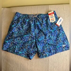 Speedo Flipturns Blue Leaf Pattern Men’s Swim Shorts
